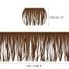 QUARKZMAN 2 m x 15 cm PU Leather Fringe Trim, Double-Sided Tassel Fringe for DIY Sewing, Dresses, Skirts and Crafts, Coffee Brown view 2