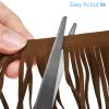 QUARKZMAN 2 m x 15 cm PU Leather Fringe Trim, Double-Sided Tassel Fringe for DIY Sewing, Dresses, Skirts and Crafts, Coffee Brown view 4