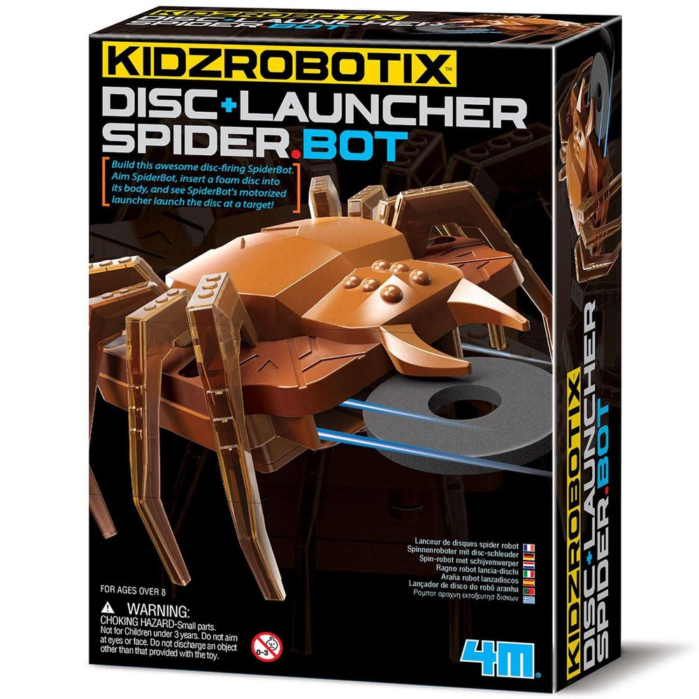 KidzRobotix Disc Launcher SpiderBot, Build and Launch Flying Discs, Ages 8+, 24.5 x 30.5 x 7.6 cm