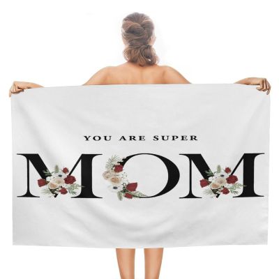 CustonCares You Are Super Mom Beach Towel, Colorfast, 78.9 x 139.9 cm, Sand-Free Microfiber, for Bath, Travel, Picnics, Camping, Vintage, Happy Mother's Day, Travel Towel, Gift for Her