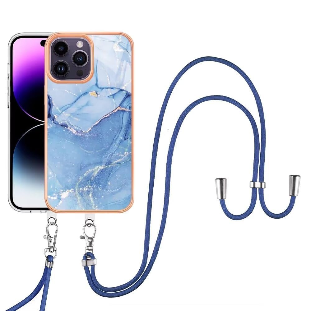 Beajew Phone Lanyard Case Compatible with Samsung Galaxy A55, Blue Silicone Case with Adjustable Neck Strap