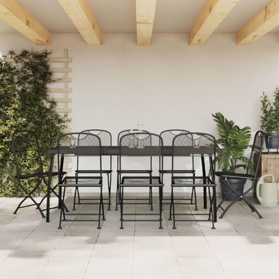 9-Piece Anthracite Garden Dining Set with Mesh Chairs and Table