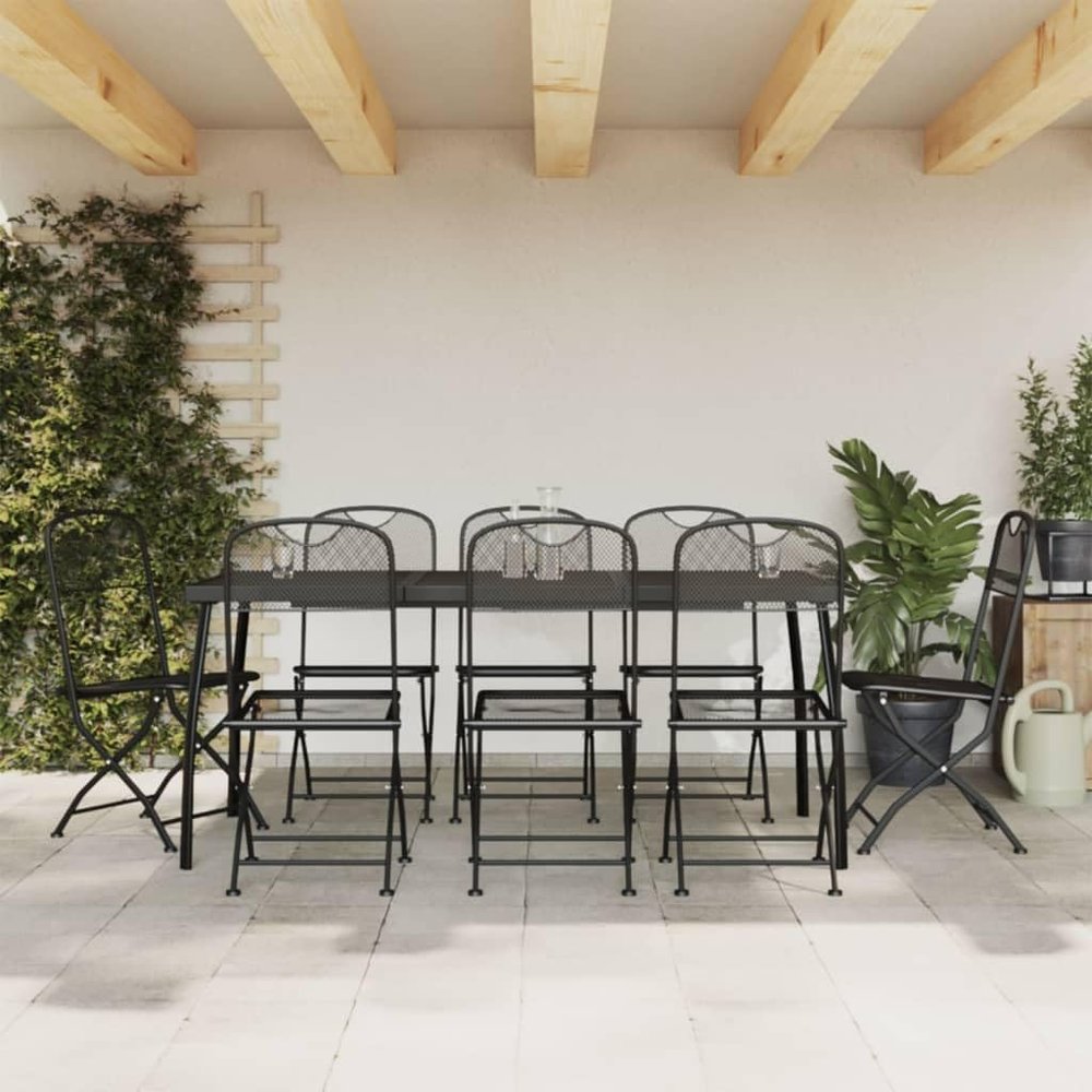 9-Piece Anthracite Garden Dining Set with Mesh Chairs and Table
