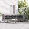 QZZCED 6-Piece Gray PE Rattan Garden Lounge Set with Cushions view 1