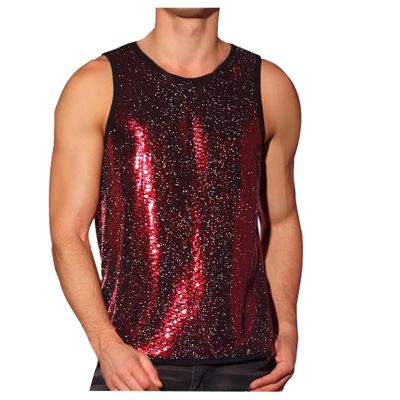 Men's Sexy Wet-Look Sequin Tank Top