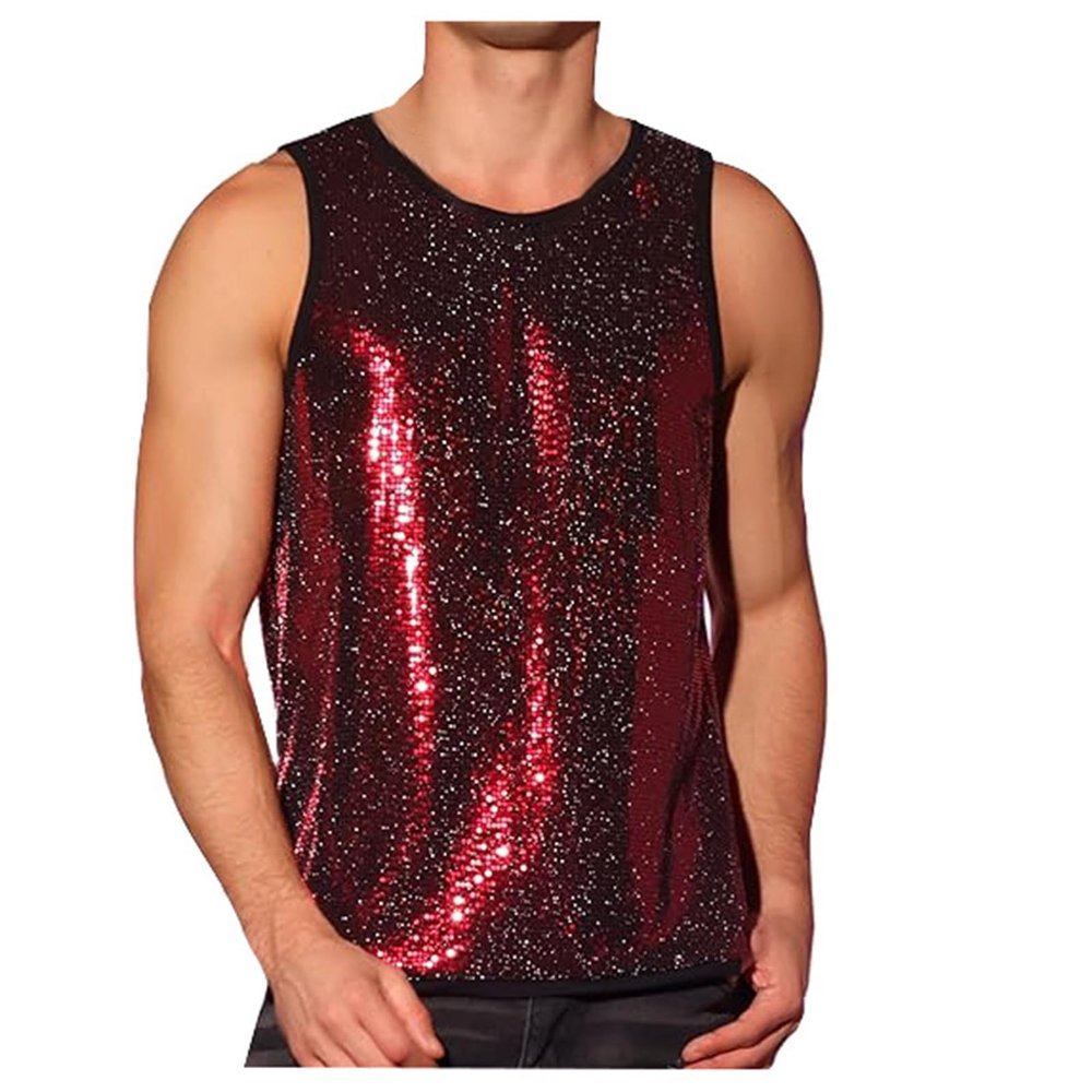 Men's Sexy Wet-Look Sequin Tank Top