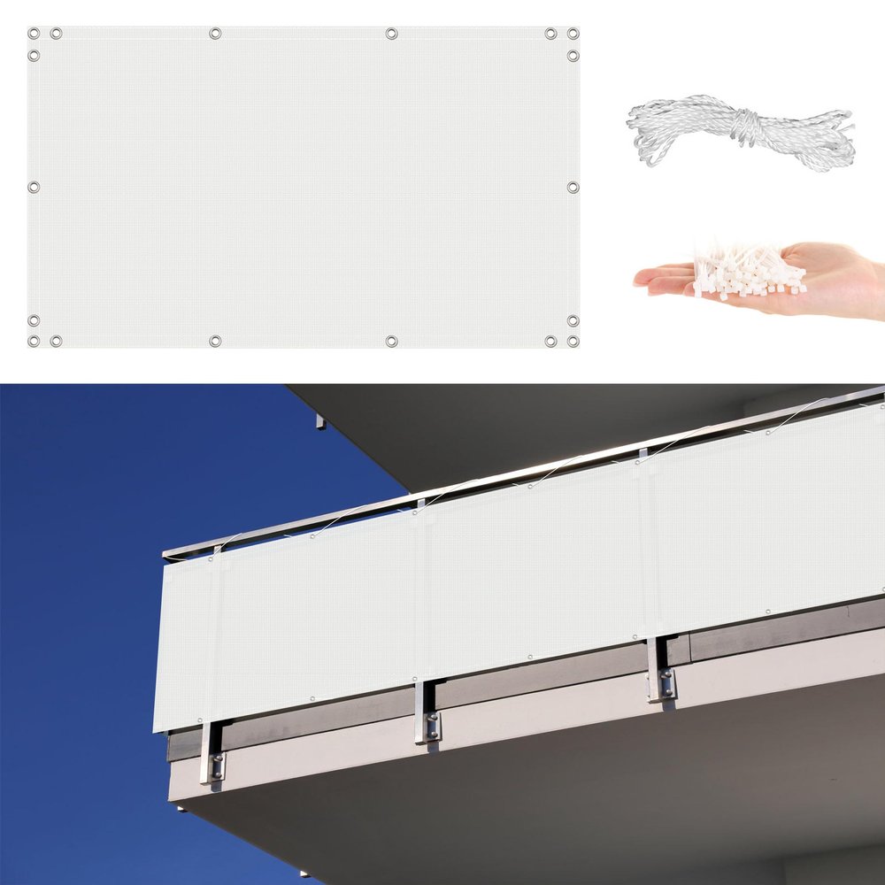 Balcony Privacy Screen 55 x 450 cm, White