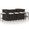 CIADAZ 8-Piece Garden Bar Set with Cushions, Brown Poly Rattan view 1
