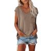 Women's V-Neck Short-Sleeve T-Shirt, Khaki, Size L view 1