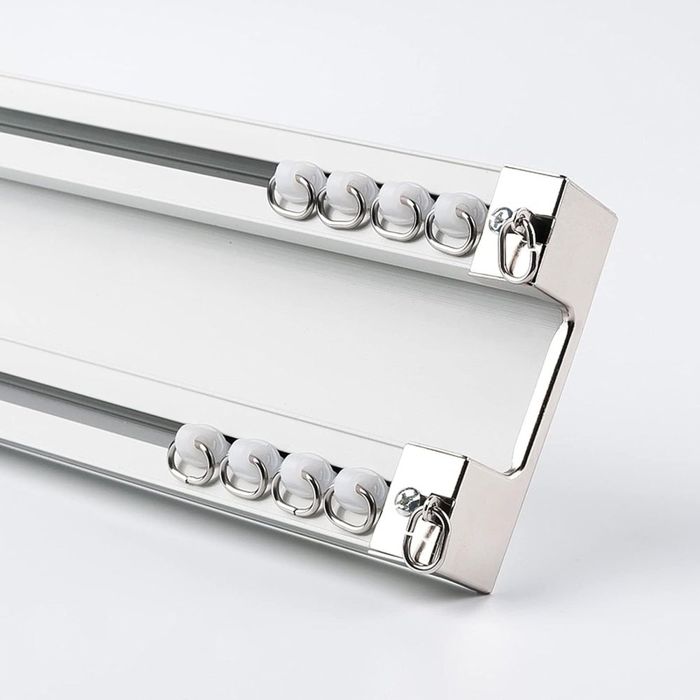GXQFC 2-Track Aluminum Alloy Curtain Track, Ceiling-Mounted Room Divider, 4 m, White