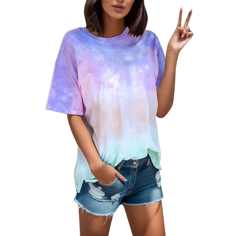 Women's Elegant Casual Short-Sleeve Cotton Tunic Top