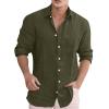 Men's Linen Shirt, Casual Summer Business Shirt with Chest Pocket, Solid Regular Fit Short-Sleeve Shirt view 1