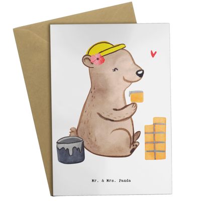 Mr. & Mrs. Panda Bricklayer Woman Heart Greeting Card
