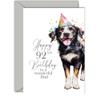 Giftzie 92nd Birthday Card for Dad, Party Dog, Happy Birthday, A5 view 1