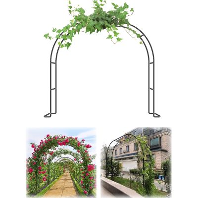 Metal Rose Arch Pergola Trellis, W80–350 cm, H220–230 cm, Black, W80 x 200 cm