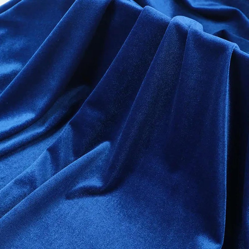 YTETDE Royal Blue Gold Velvet Fabric with Micro-Stretch, 0.5 m x 1.55 m