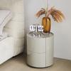 XIAGJAO Round Solid Wood Nightstand with 2 Drawers, Khaki, 40 cm view 3