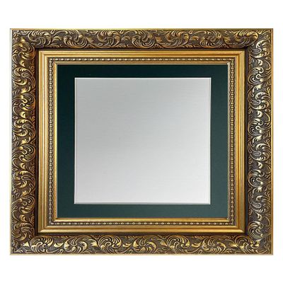 FRAMES BY POST Large Picture Frame with Dark Green Mat, 35.6 x 27.9 cm, Image Size 25.4 x 20.3 cm, Gold-Colored