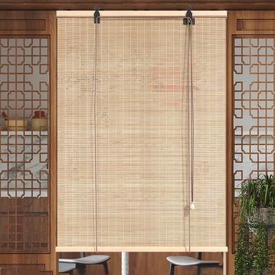 SANJIAOJIA No-Drill Bamboo Roman Shade, Indoor/Outdoor, Side-Pull, for Windows & Doors, 50 cm x 190 cm