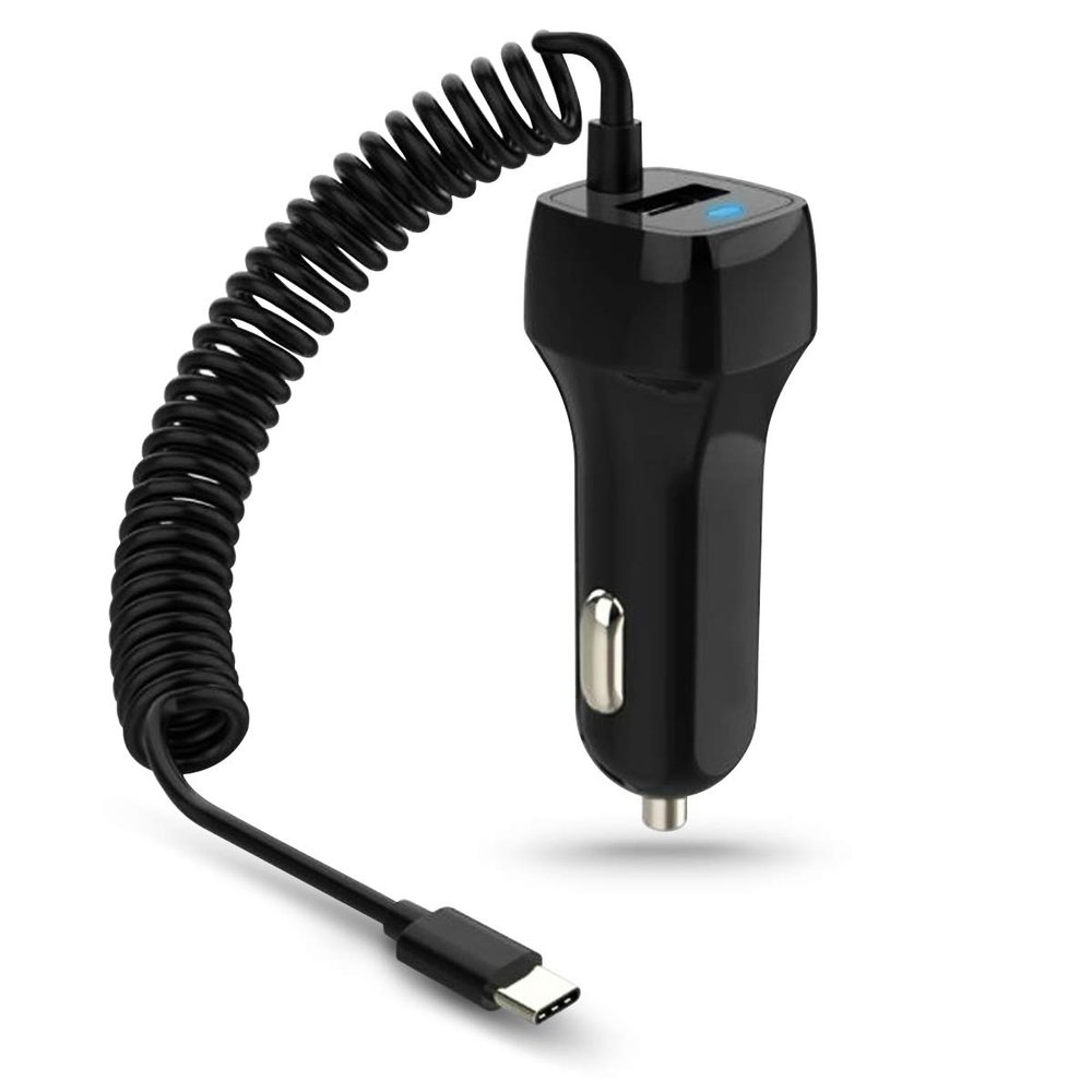 Car Charger Cable Compatible with Samsung Galaxy A56/A36/A26/A16/A06, USB-C, 3.1A/15W, Dual Charger, Black, Galaxy A15