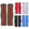 Slakerbe 1 Pair Bicycle Handlebar Grips, Non-Slip Faux Leather Retro Grips, Black view 3
