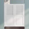 White Louvered Saloon Swing Doors with Stainless Steel Hinges, Self-Closing view 1