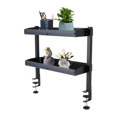 SuhoFutus 2-Tier Clamp-On Desk Organizer Shelf, Black