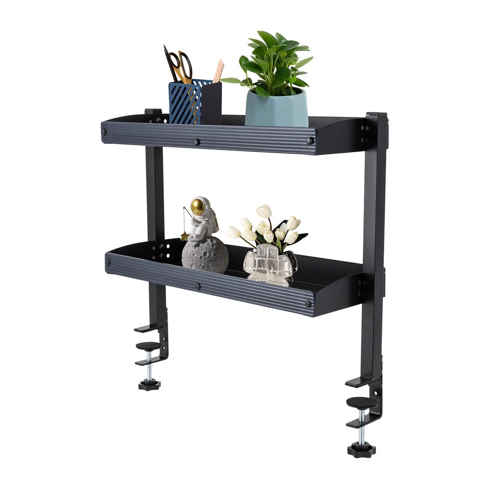 SuhoFutus 2-Tier Clamp-On Desk Organizer Shelf, Black