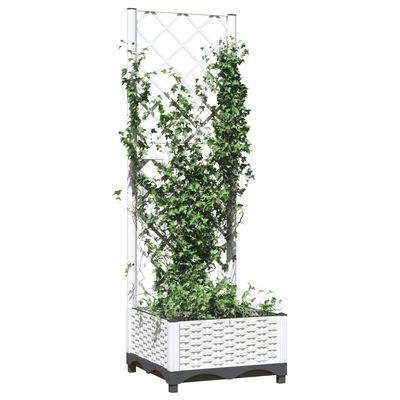 Kavolet Planter Box with Trellis, White, 40 x 40 x 121.5 cm, PP