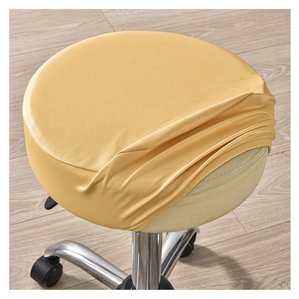 Round Bar Stool Cover, Waterproof Stretch PU Leather