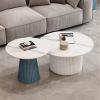 Marble-Pattern Coffee Table Set of 2, Modern Side Tables for Living Room, Bedroom, Balcony and Patio view 1