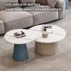 Marble-Pattern Coffee Table Set of 2, Modern Side Tables for Living Room, Bedroom, Balcony and Patio view 3