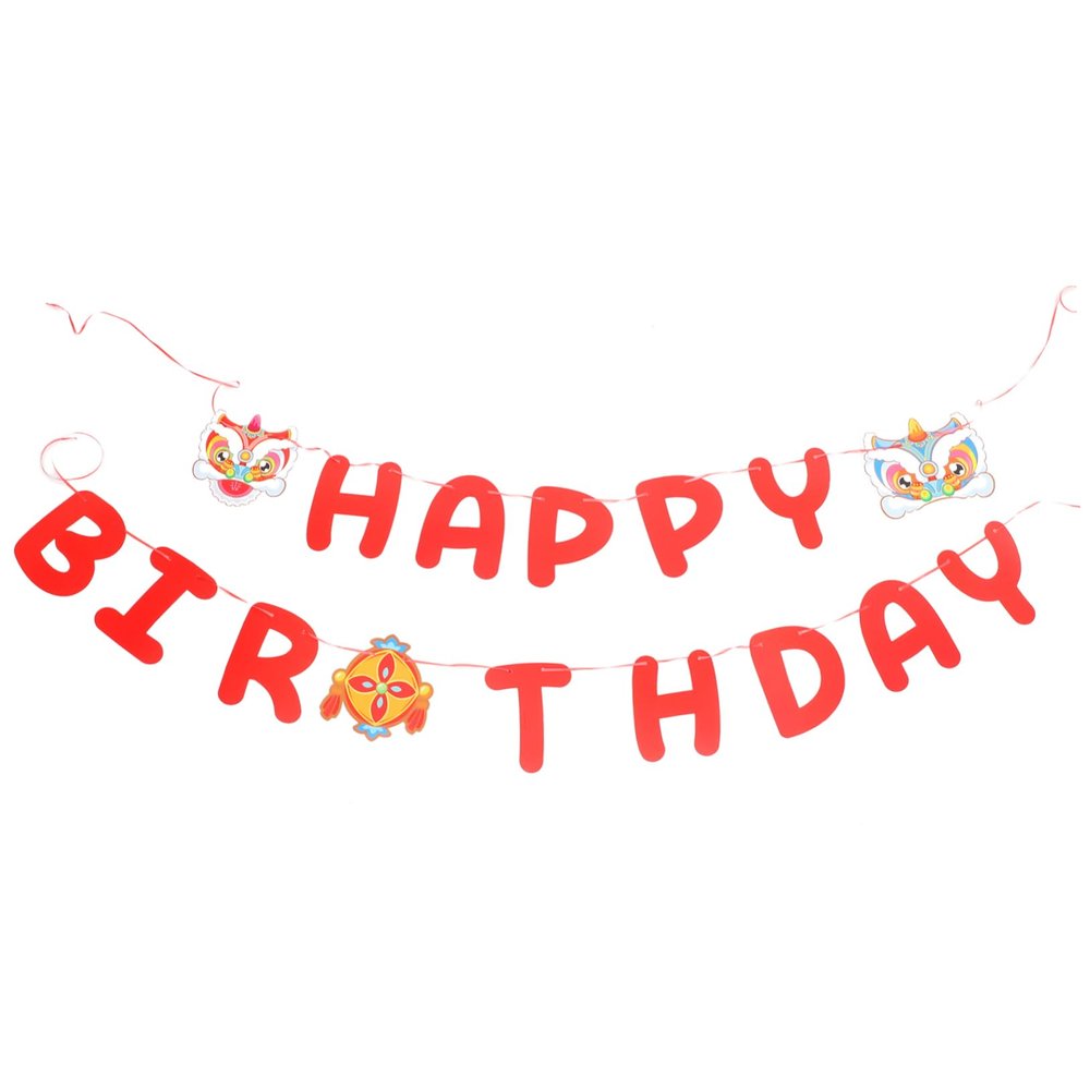 Hohopeti 1-Set Happy Birthday Banner with Festive Lion Design