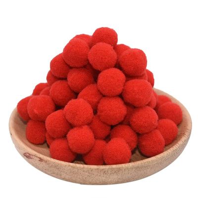 HZLXF1 Pompom Balls, 15/20/25 mm, Red, 20 mm 50 pcs