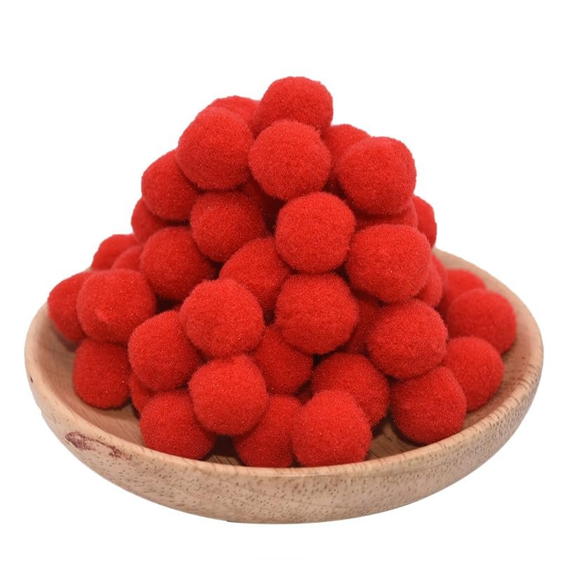 HZLXF1 Pompom Balls, 15/20/25 mm, Red, 20 mm 50 pcs