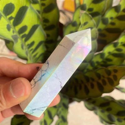 UYCUODLUY Natural Rainbow Fire Crystal Quartz Aura Stone Decoration, 8–10 cm