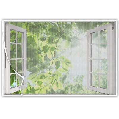Window Fly Screen, 180 x 185 cm, Washable Insect Curtain, No Drilling, White