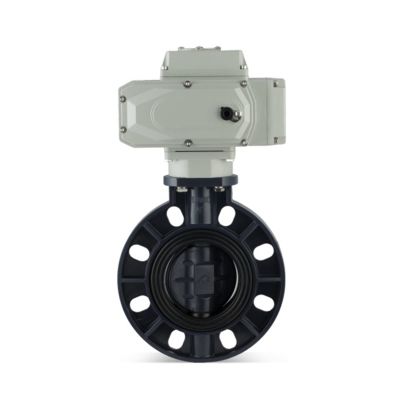 DN80 Motorized UPVC Wafer-Type Electric Valve, 24V