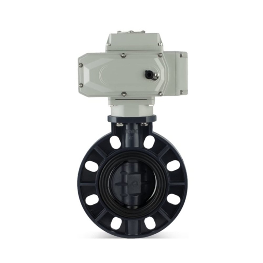 DN80 Motorized UPVC Wafer-Type Electric Valve, 24V