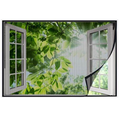 Fly Screen for Balcony Windows 95 x 175 cm, Washable Insect Screen, No Drilling Required, Black A