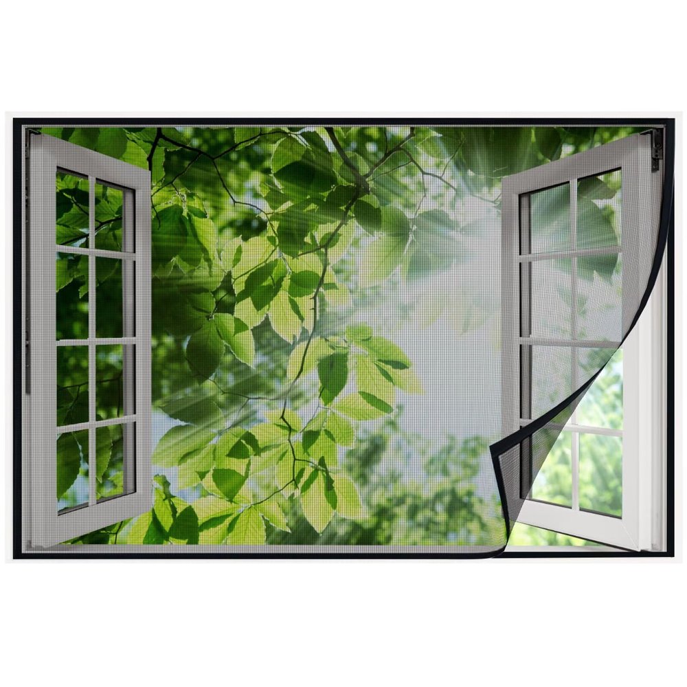 Fly Screen for Balcony Windows 95 x 175 cm, Washable Insect Screen, No Drilling Required, Black A
