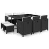 QZZCED 11-Piece Garden Dining Set with Cushions, Black PE Rattan view 1