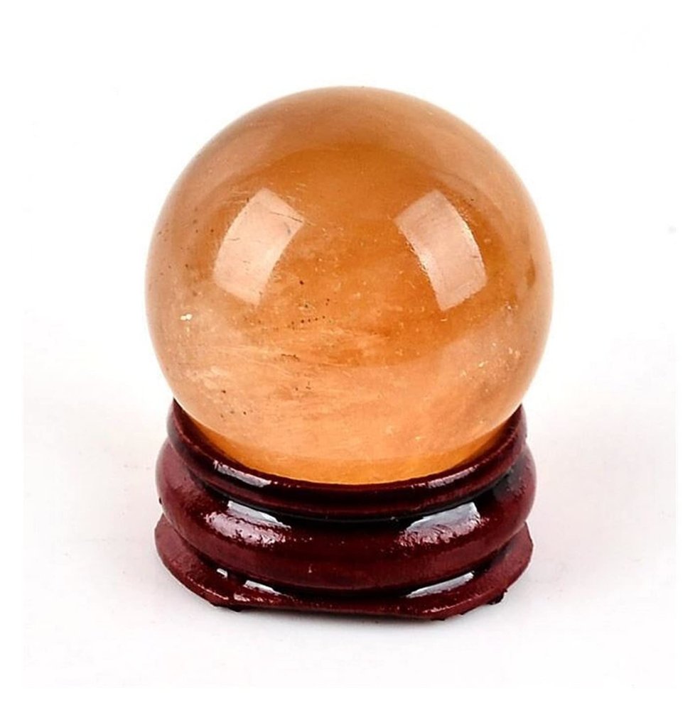 UYCUODLUY Natural Orange Calcite Crystal Quartz Sphere with Stand