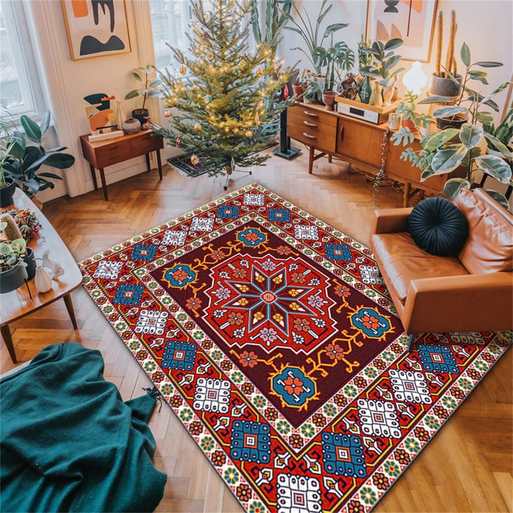 Retro Moroccan Boho Area Rug, Washable, Anti-Slip, 160 x 200 cm, Color 3