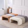 LEIYTFE Entryway Shoe Stool, Upholstered Ottoman Bench, Curry, 80 cm view 3
