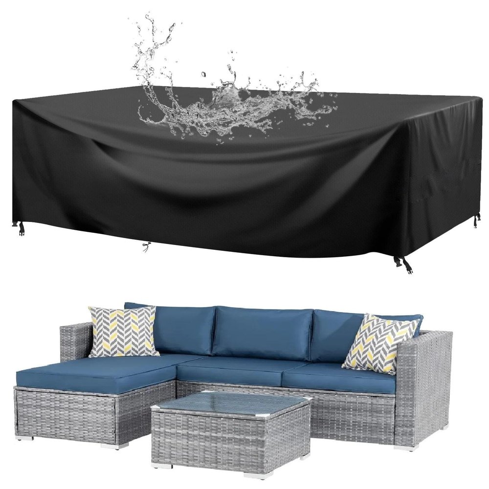 Waterproof Outdoor Furniture Cover 350 x 330 x 90 cm, Black 420D Oxford Fabric
