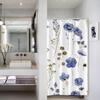 ASDCXZ Floral Shower Curtain 120 x 180 cm, Spring Watercolor Blue Flowers and Plants, White, Washable Polyester, Waterproof, Narrow, with 8 Hooks view 2