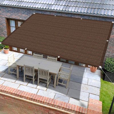 Shade Sail with Eyelets 1.8 x 5 m, Breathable Canopy, Water- and Air-Permeable, with Fastening Kit, Brown