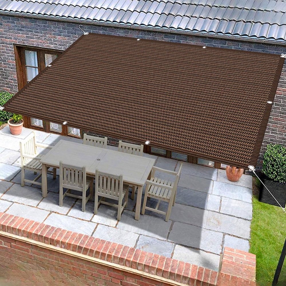 Shade Sail with Eyelets 1.8 x 5 m, Breathable Canopy, Water- and Air-Permeable, with Fastening Kit, Brown