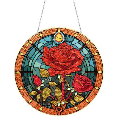 DIY Diamond Painting Pendant with Chain, Rose